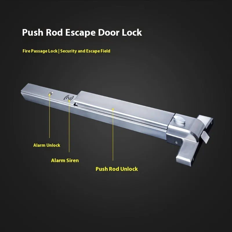 Stainless steel fire door push lock with external handle for 65cm wide doors