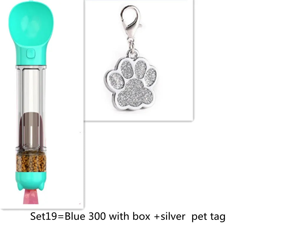 Pet multifunctional water cup 300ml ABS plastic travel bottle for dogs in yellow blue pink green