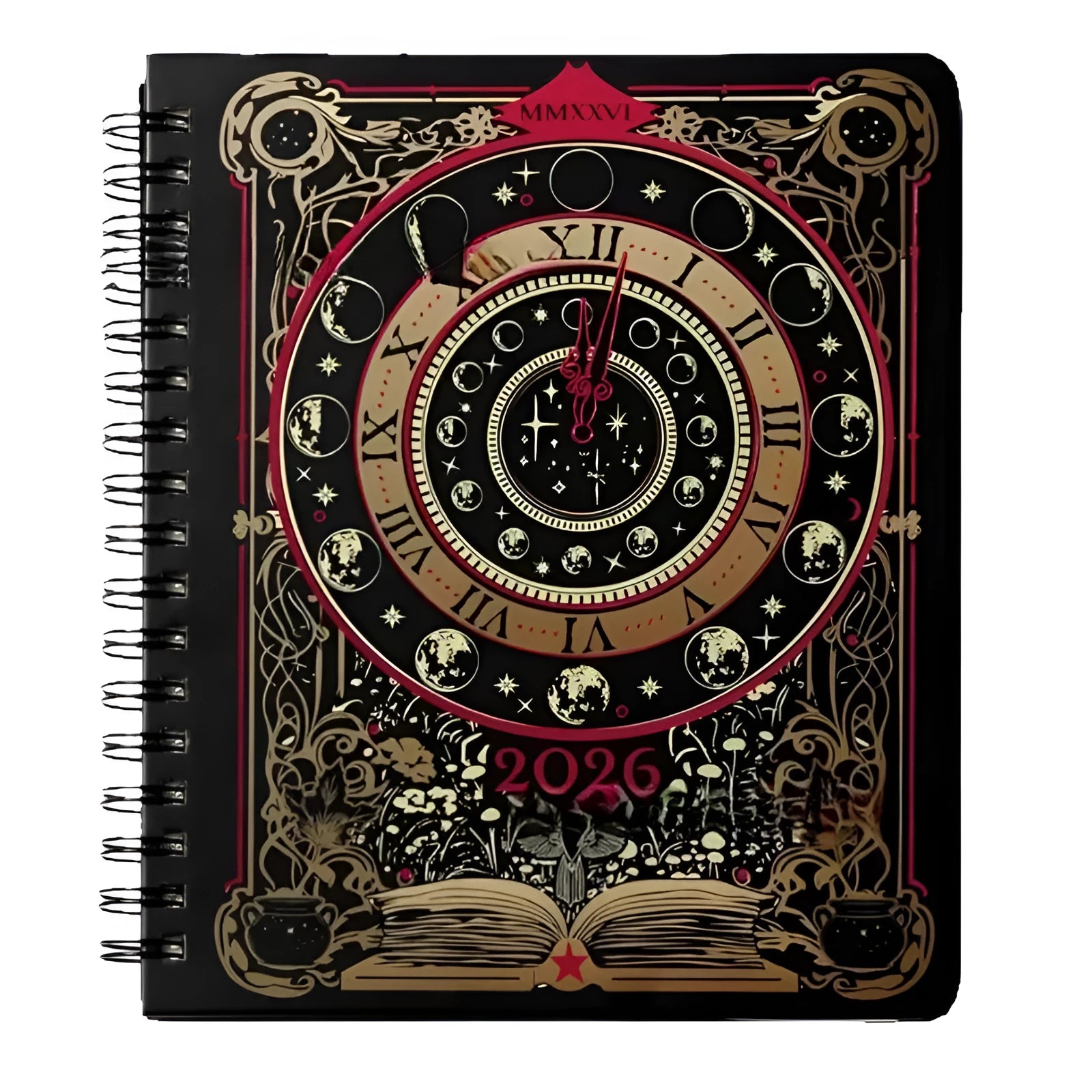 Wait For The Night 2026 weeks plan notepad with 100 pages, open to a weekly layout, next to a pen on a desk.