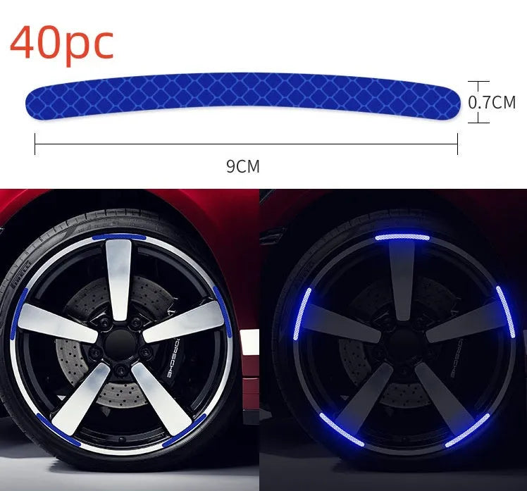 20 pack car wheel hub reflective stickers with arc pattern in various colours including fluorescent and luminous options