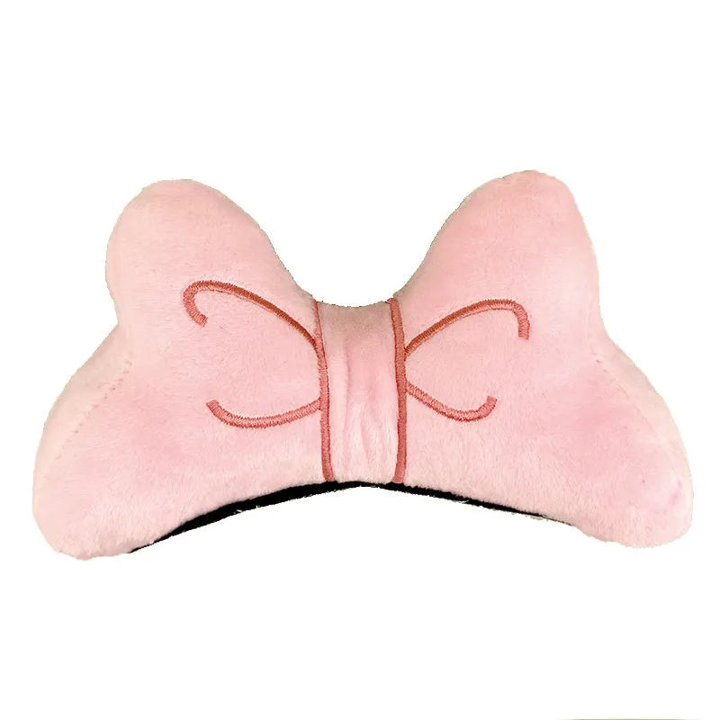 Plush bow tie helmet charm in red, peach pink and rose pink for clip-on decoration.