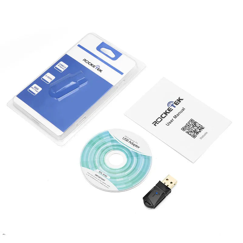 Small white USB wireless WiFi adapter with internal antenna for 300 Mbps network connection