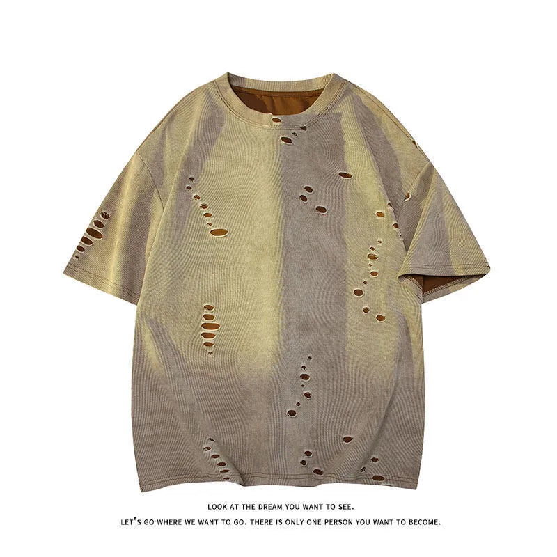 Men's grey cotton blend casual t-shirt in loose fit with short sleeves