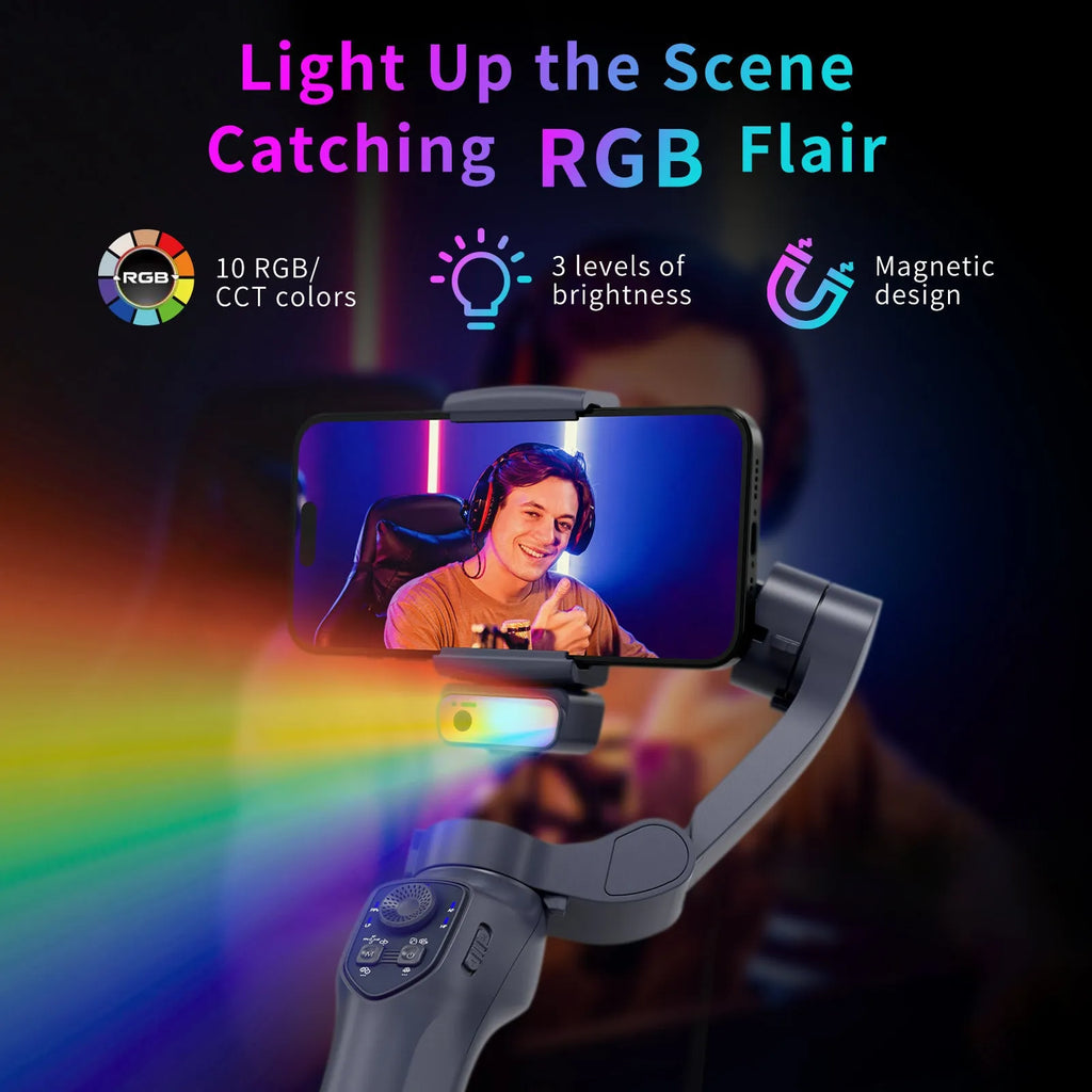 RK series foldable handheld smartphone gimbal stabiliser in L7Cpro gun colour.