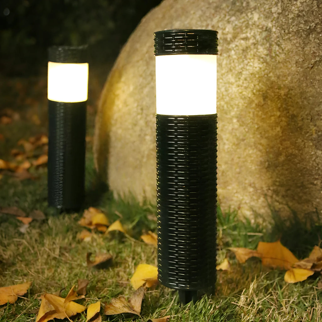 65cm tall outdoor garden light with abstract flame design for courtyard and patio lighting