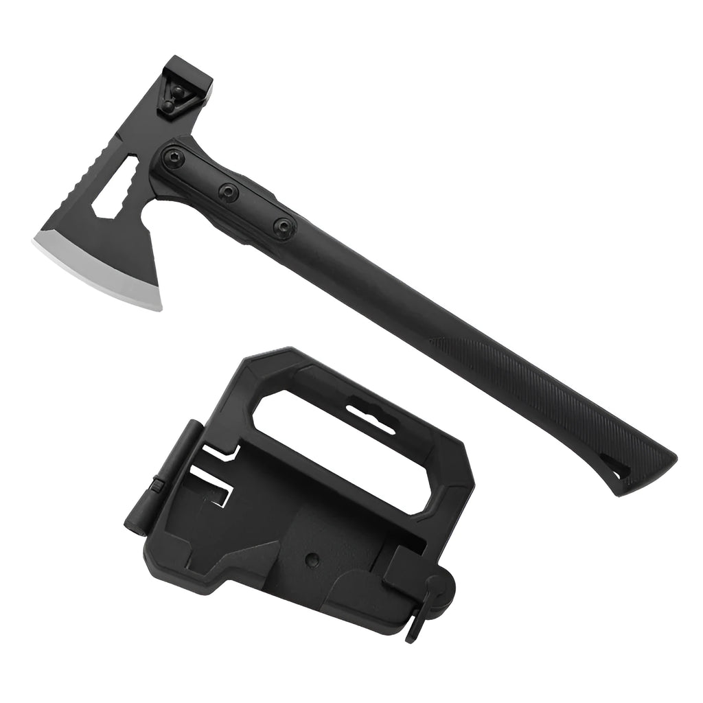 Stainless steel outdoor camping axe with ABS handle measuring 40cm length