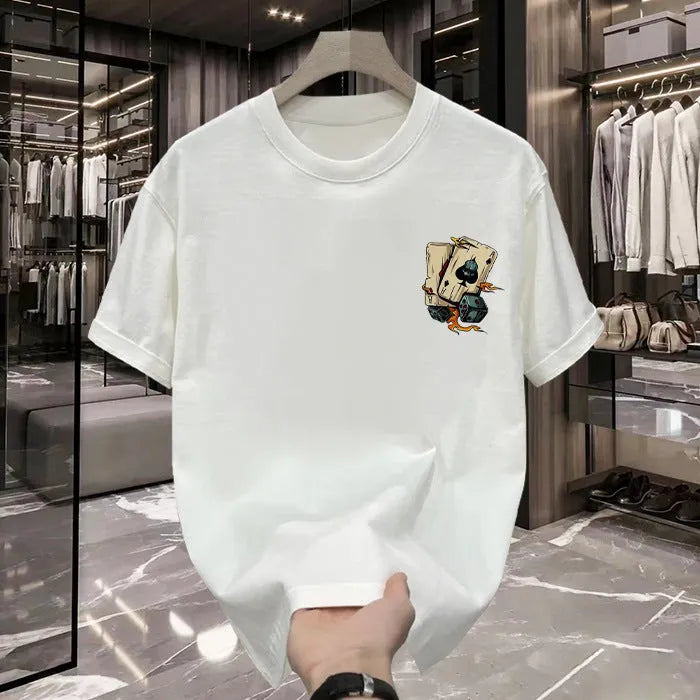 Men's heavy cotton short-sleeved t-shirt in black or white available in sizes S to 5XL
