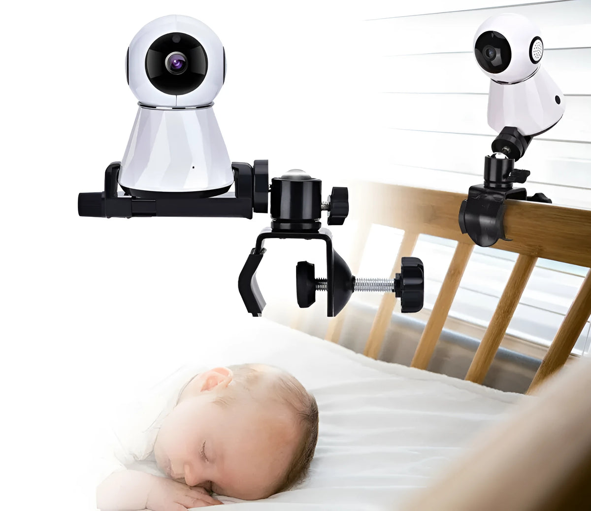 Black camera clip vigorously clamp for mobile phone mounting with lazy bracket design