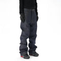 Men's dark blue loose straight leg jeans with original cattle wash on denim fabric