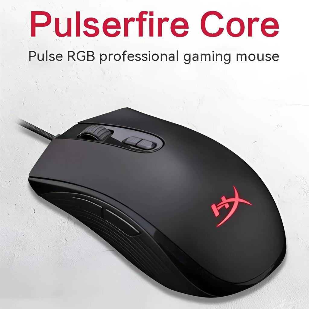 Pulsefire Core RGB wired gaming mouse in black or pink with USB cable