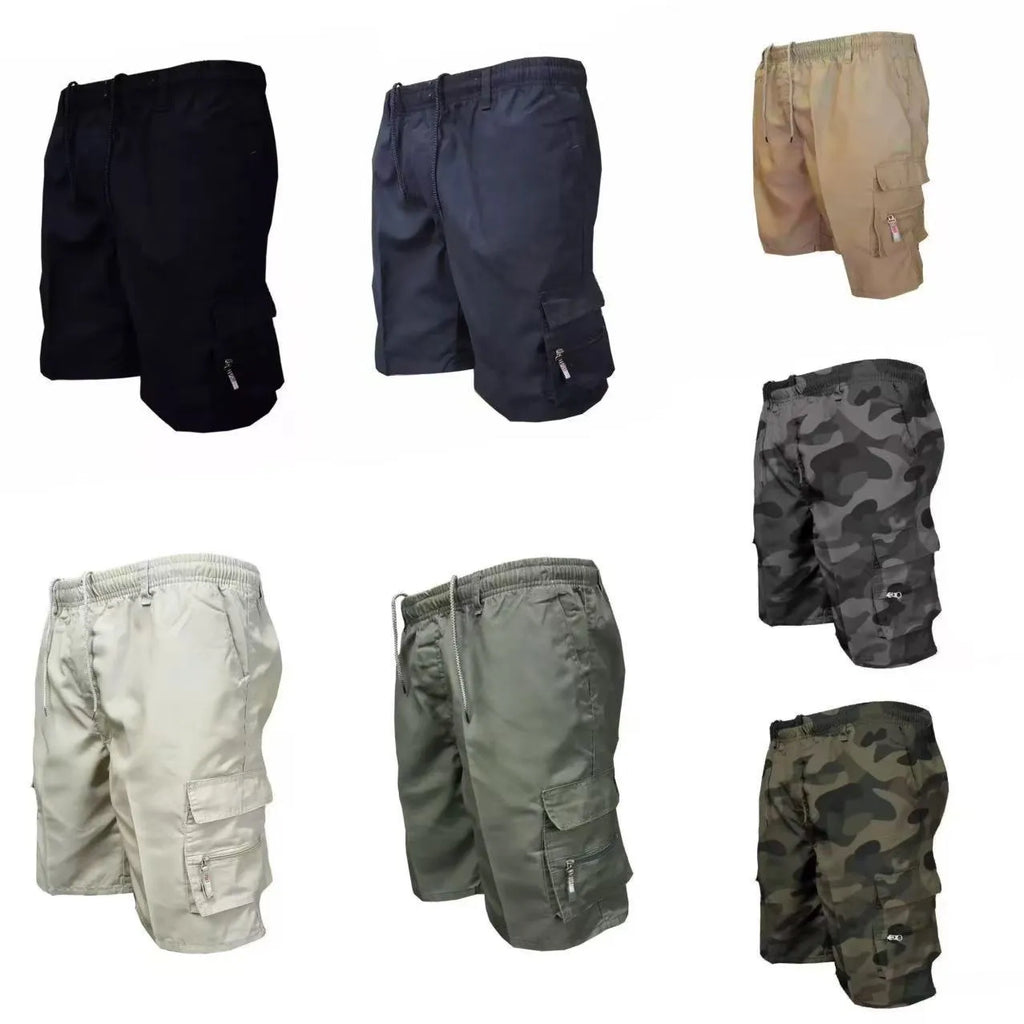 Men's loose fit work trousers in camouflage green colour showing Asian sizing label
