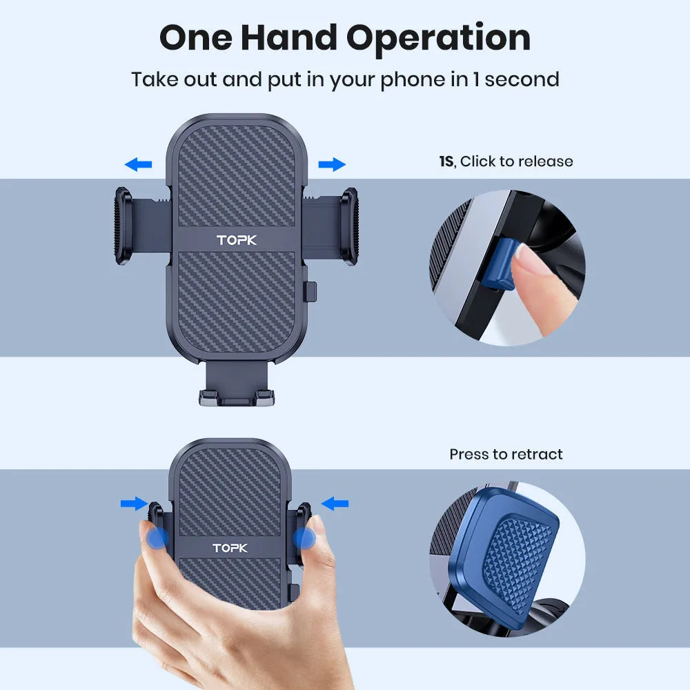 TOPKD46 universal car phone holder with multiple bracket styles for vehicle mounting