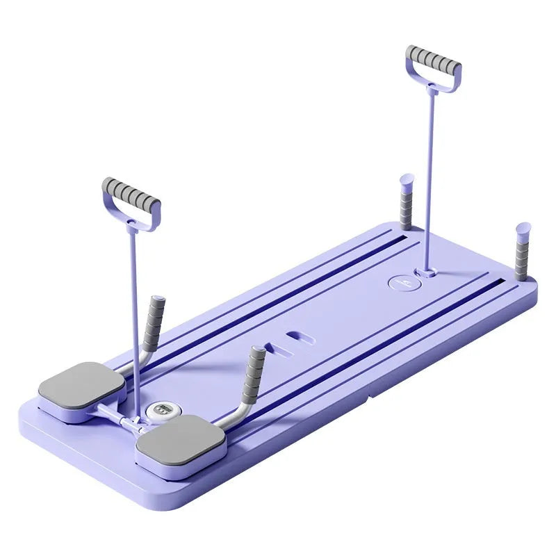 Standard purple multi-functional fitness board with automatic rebound abdominal wheel for core training.
