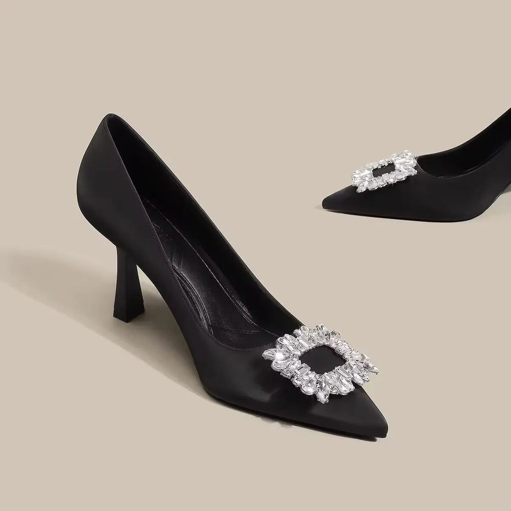 Women's pointed toe stiletto high heel pumps in solid colour for formal wear