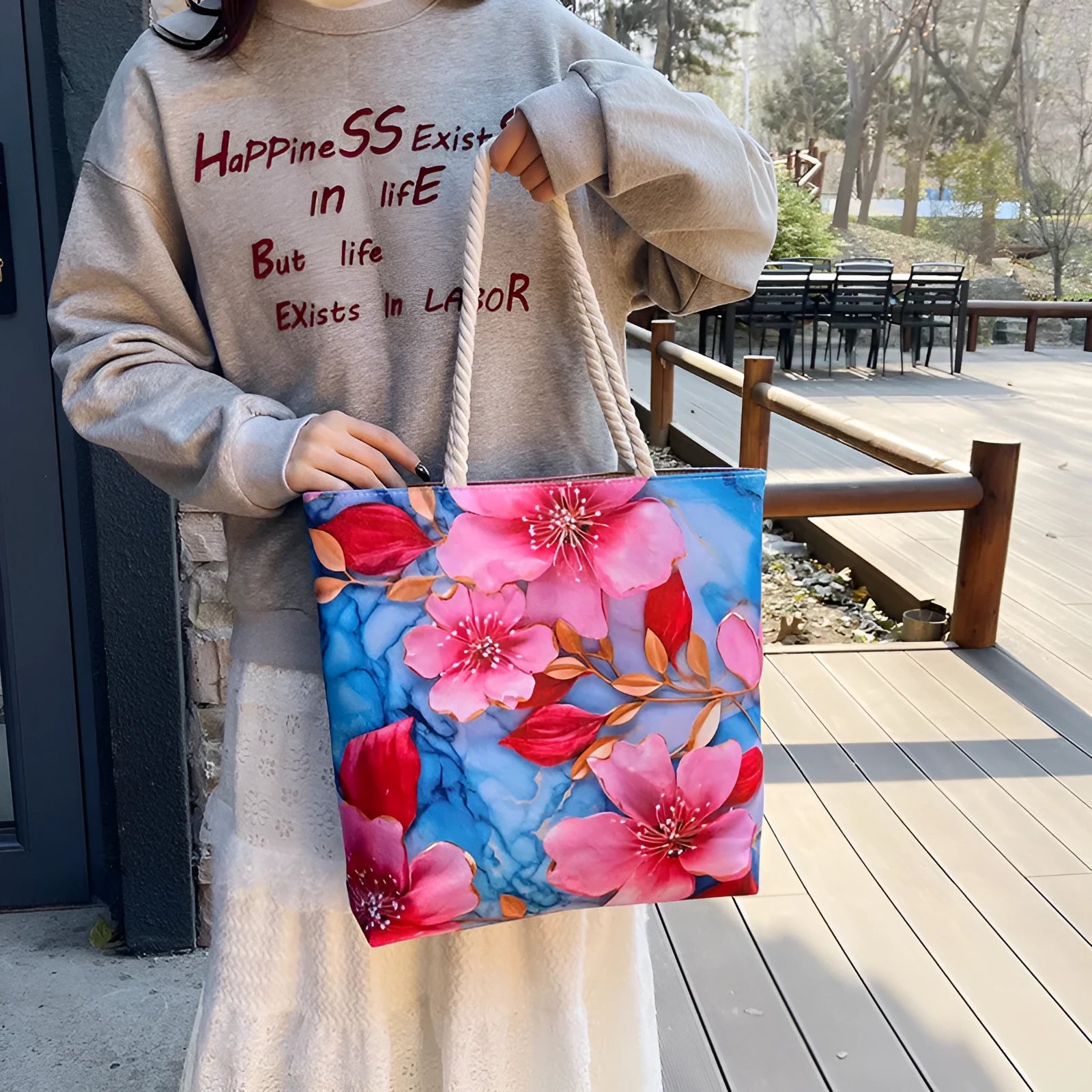 Cotton linen canvas shoulder bag in square horizontal shape with double straps and internal zipper pockets