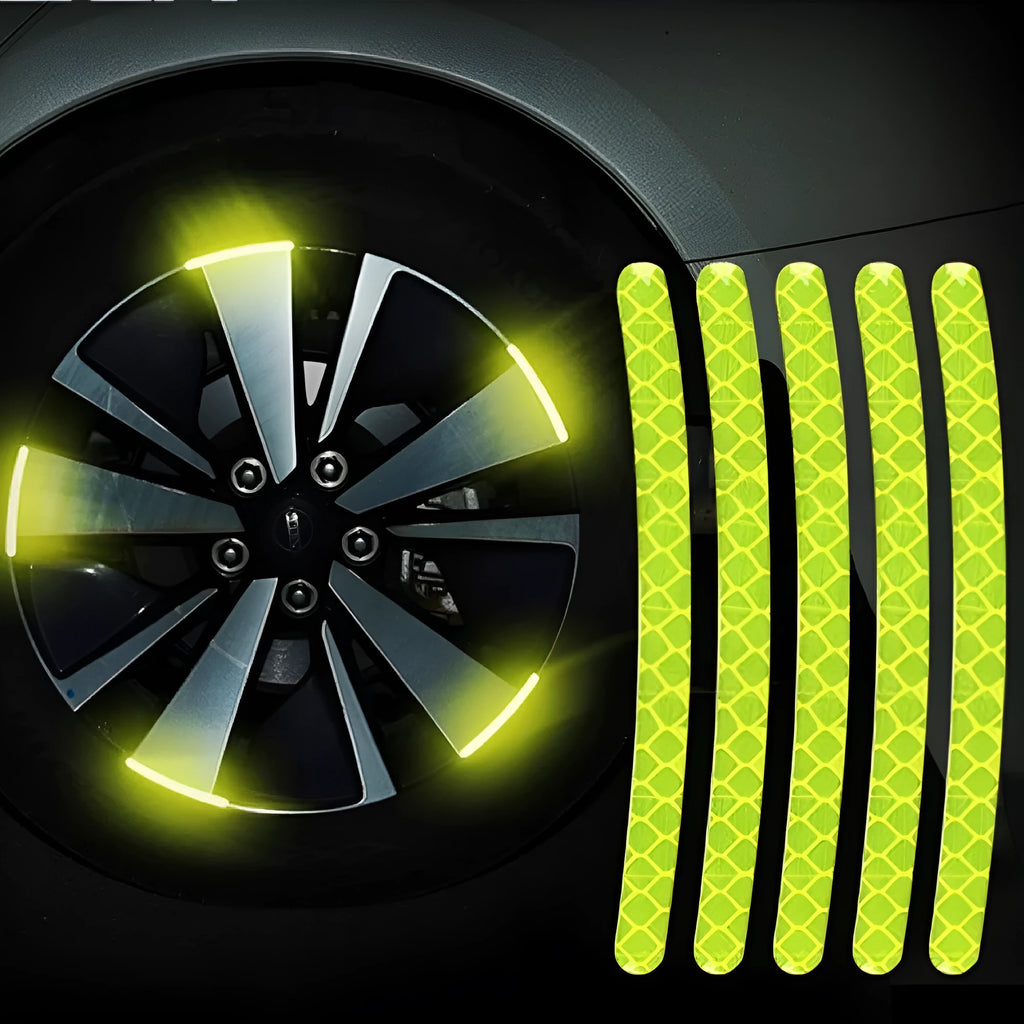 20 pack car wheel hub reflective stickers with arc pattern in various colours including fluorescent and luminous options