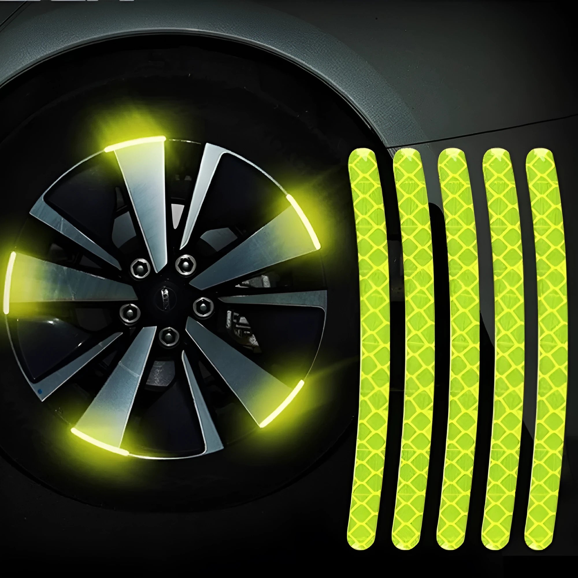 20 pack car wheel hub reflective stickers with arc pattern in various colours including fluorescent and luminous options