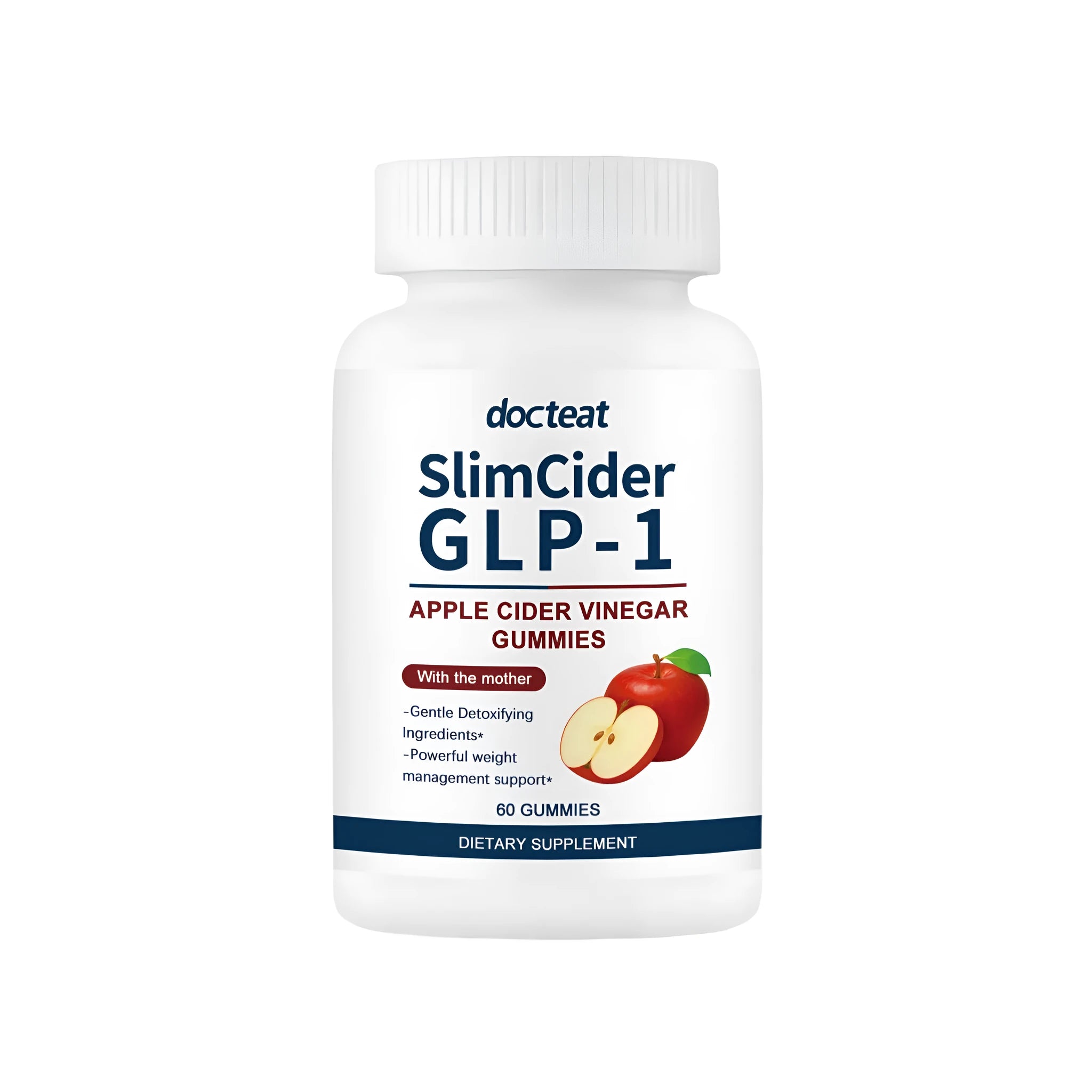 Bottle of cider vinegar gummies with digestive and blood sugar support containing 60 soft candies