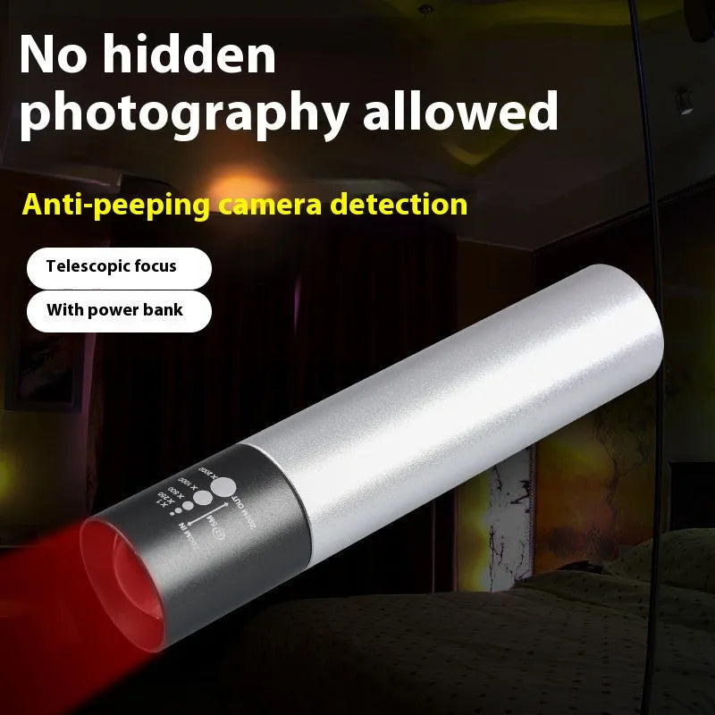 Black and silver aluminium red light therapy mosquito repellent lamp with torch function