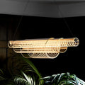 Modern minimalist glass pendant lamp with iron suspension in three length options.