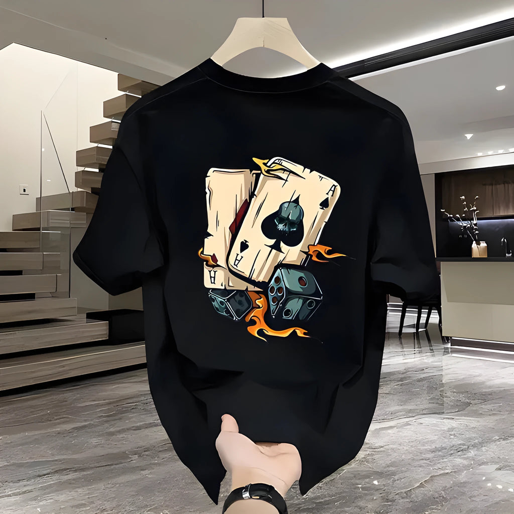 Men's heavy cotton short-sleeved t-shirt in black or white available in sizes S to 5XL