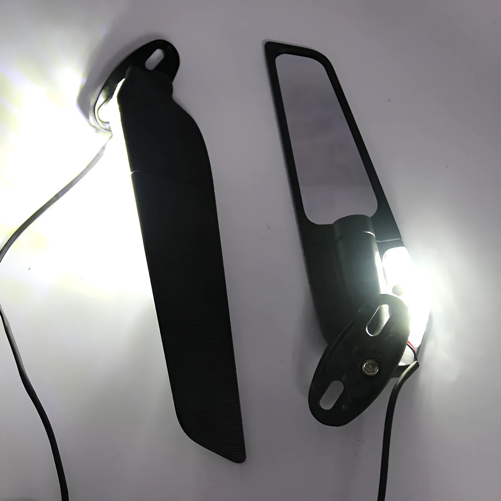 Pair of yellow light motorcycle spoiler rearview mirror reflectors with aluminium alloy housing