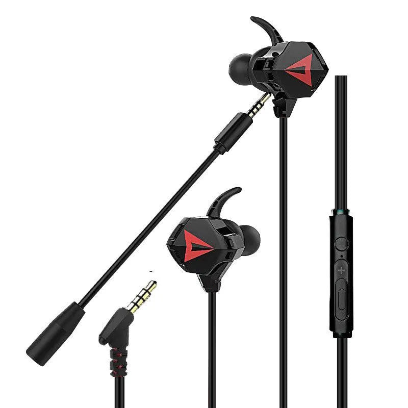 G5 black red gaming in-ear headset with microphone and 1.25m round cable