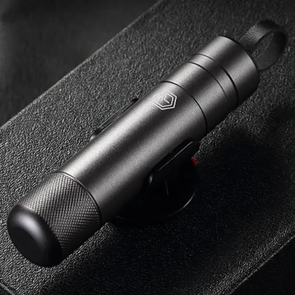 Gun grey aluminium alloy car safety hammer with seatbelt cutter at 87mm length