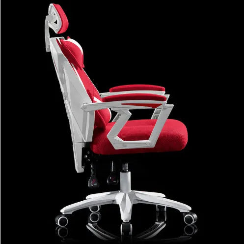 Mesh gaming chair with black frame and black mesh, lift function, and double pillows