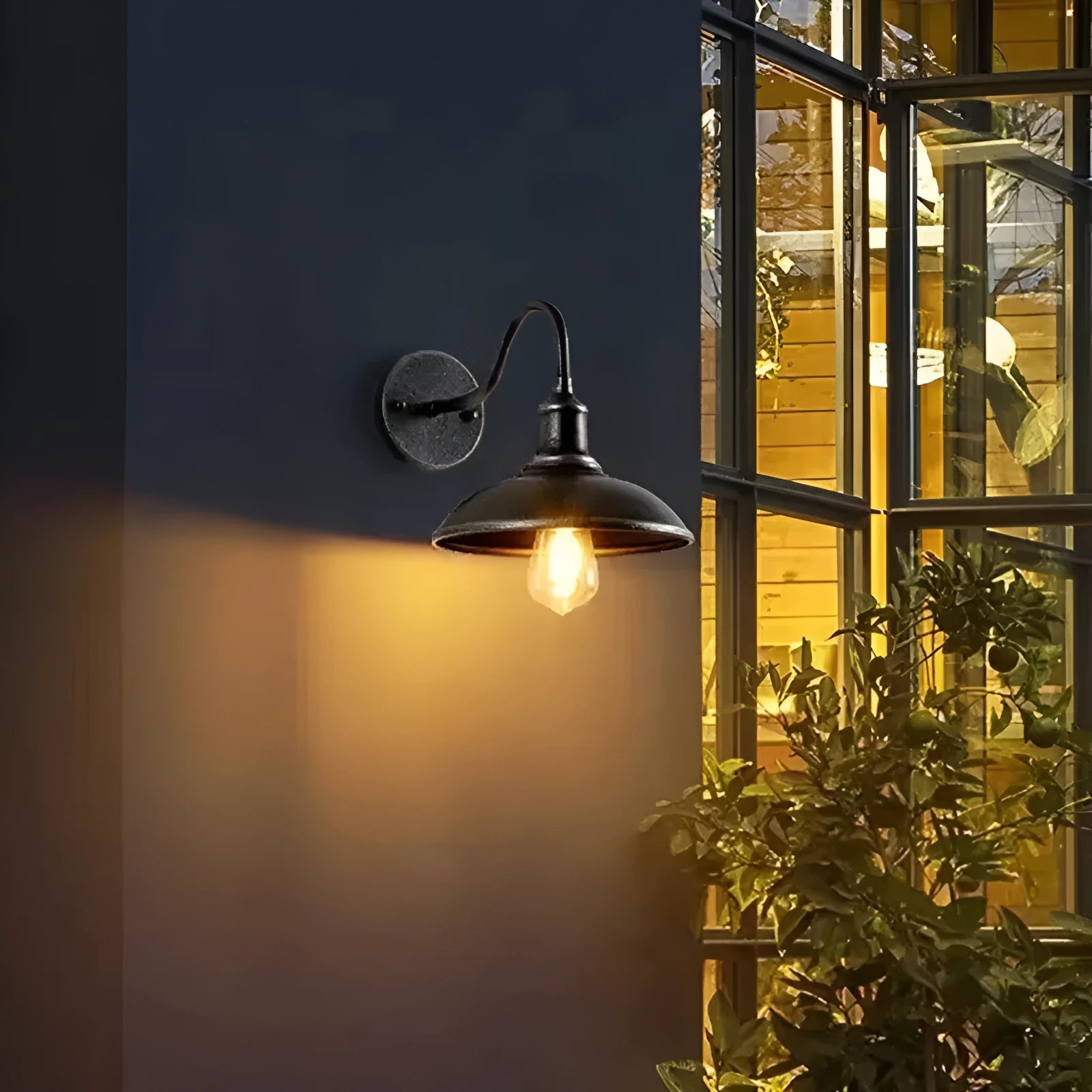 Retro style villa courtyard wall lamp in copper or silvery finish with angle mounting options