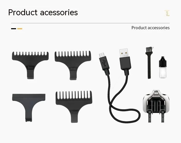USB charging electric clipper with digital display and double cutter head, includes T-blade and carving cutter