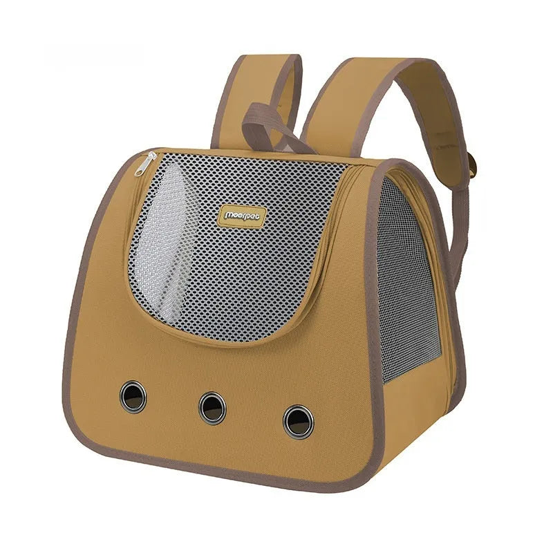 Medium-hard Oxford fabric pet backpack in khaki colour for cat transport