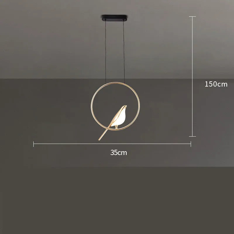 Modern minimalist magpie bird chandelier ceiling light in zinc alloy and acrylic.