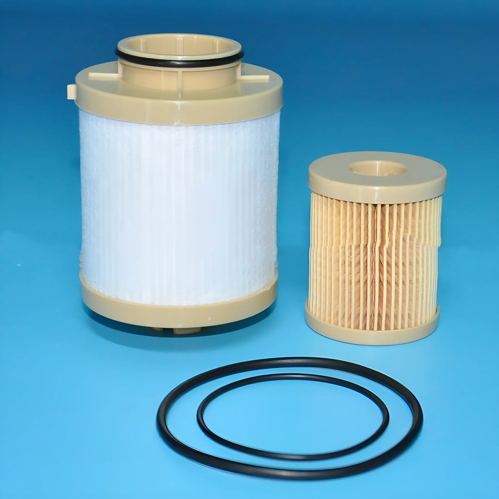 FD4616 diesel fuel filter for Ford trucks, 106mm tall with silver metal housing