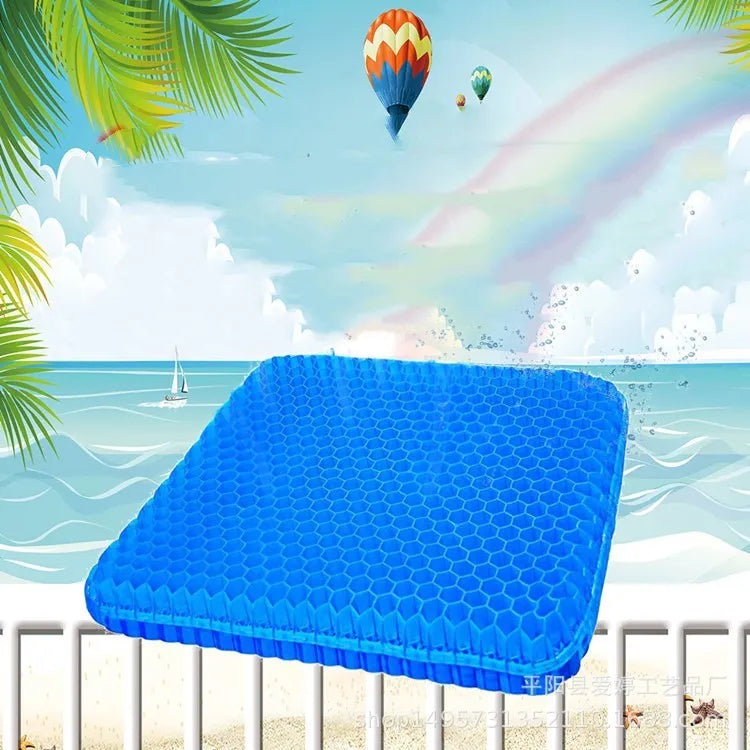 Double thick honeycomb gel seat cushion with removable zippered cover for pressure relief