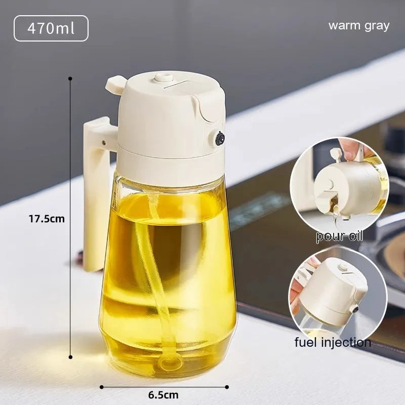 470ml glass olive oil sprayer dispenser in beige, yellow, green, or black colour.