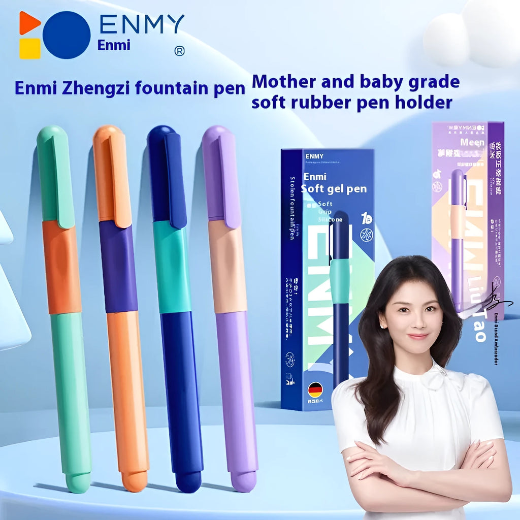 Student posture correction pen in plastic case showing blue, green, purple and orange colour options