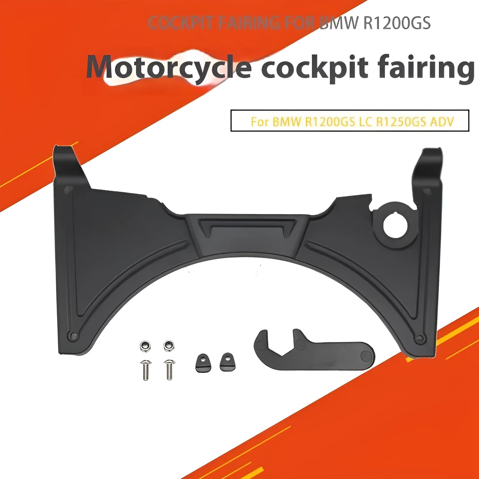 Black motorcycle cockpit fairing modification kit for BMW R1250GS and R1200GS models