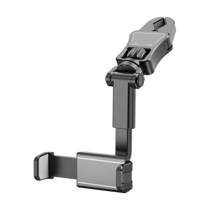 Adjustable left-right rotation navigation bracket mounted on car rearview mirror with smartphone