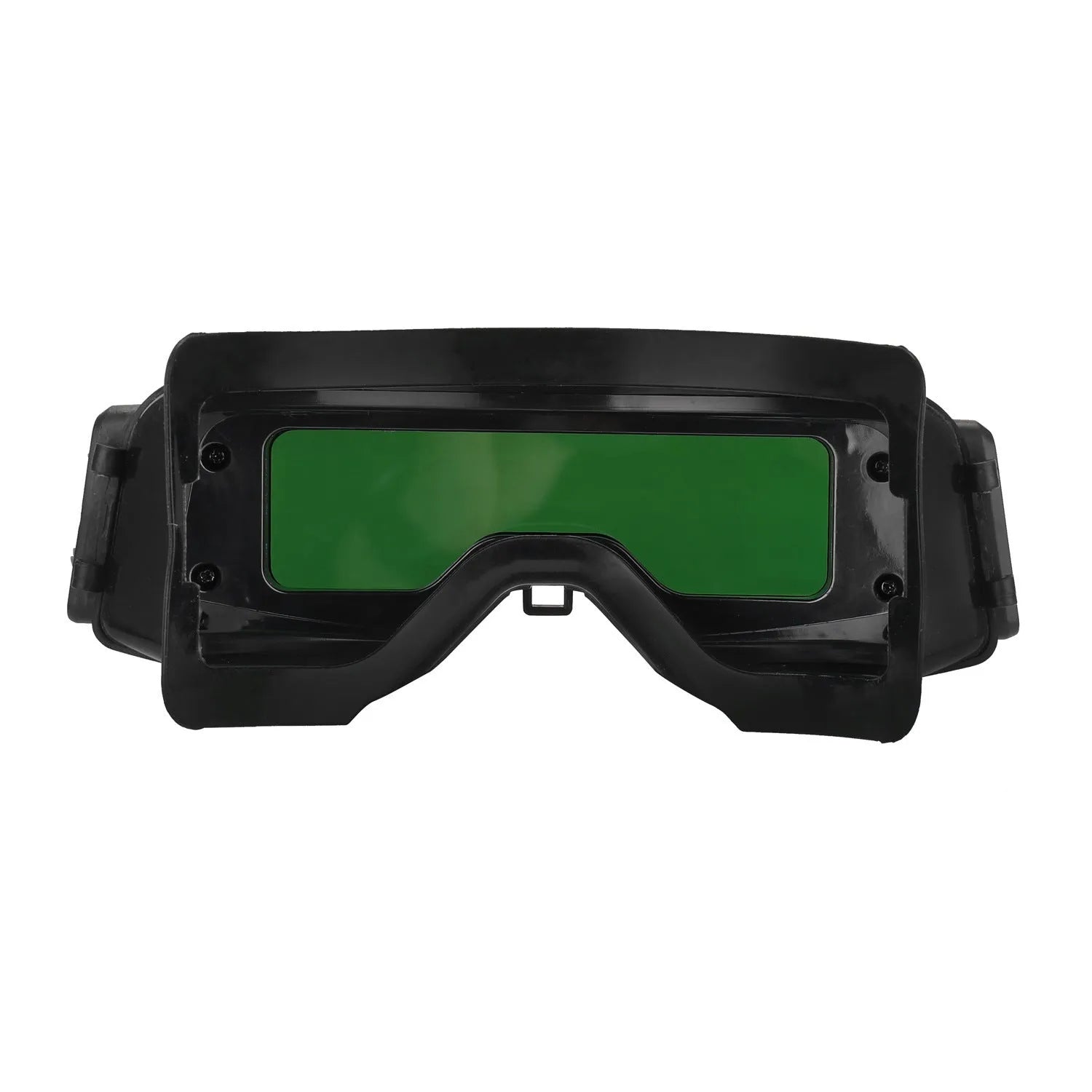 Black automatic welding mask with auto-darkening lens and adjustable sensitivity for electric welding protection.