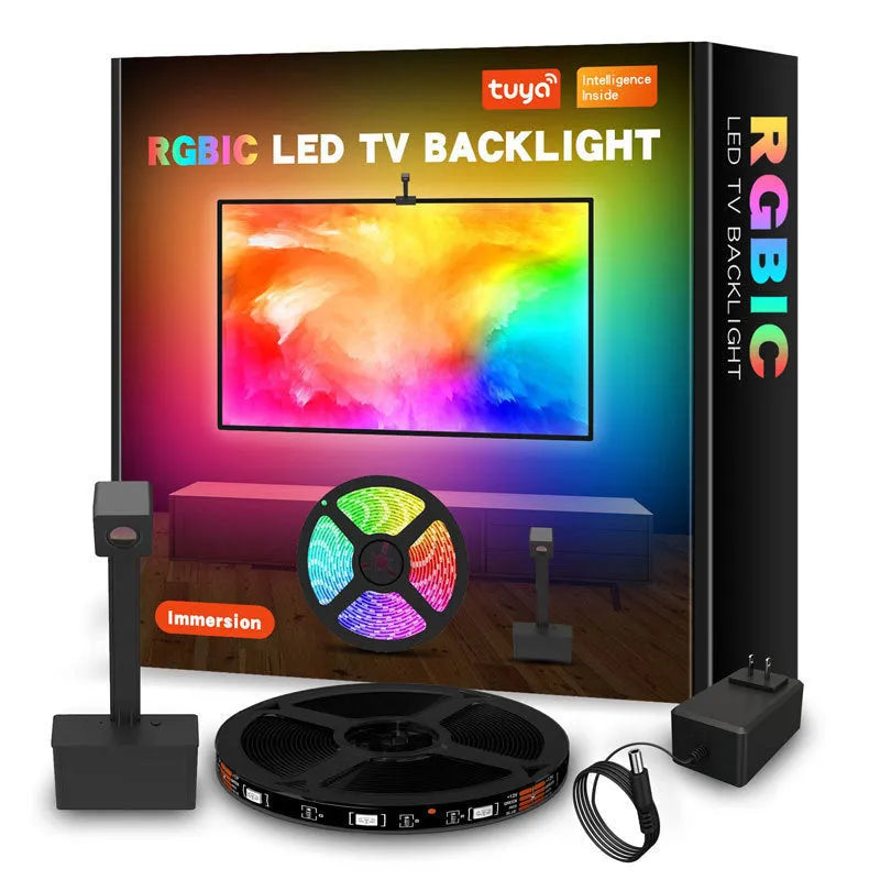 3.8 metre smart TV LED light strip with camera for screen synchronisation, black finish