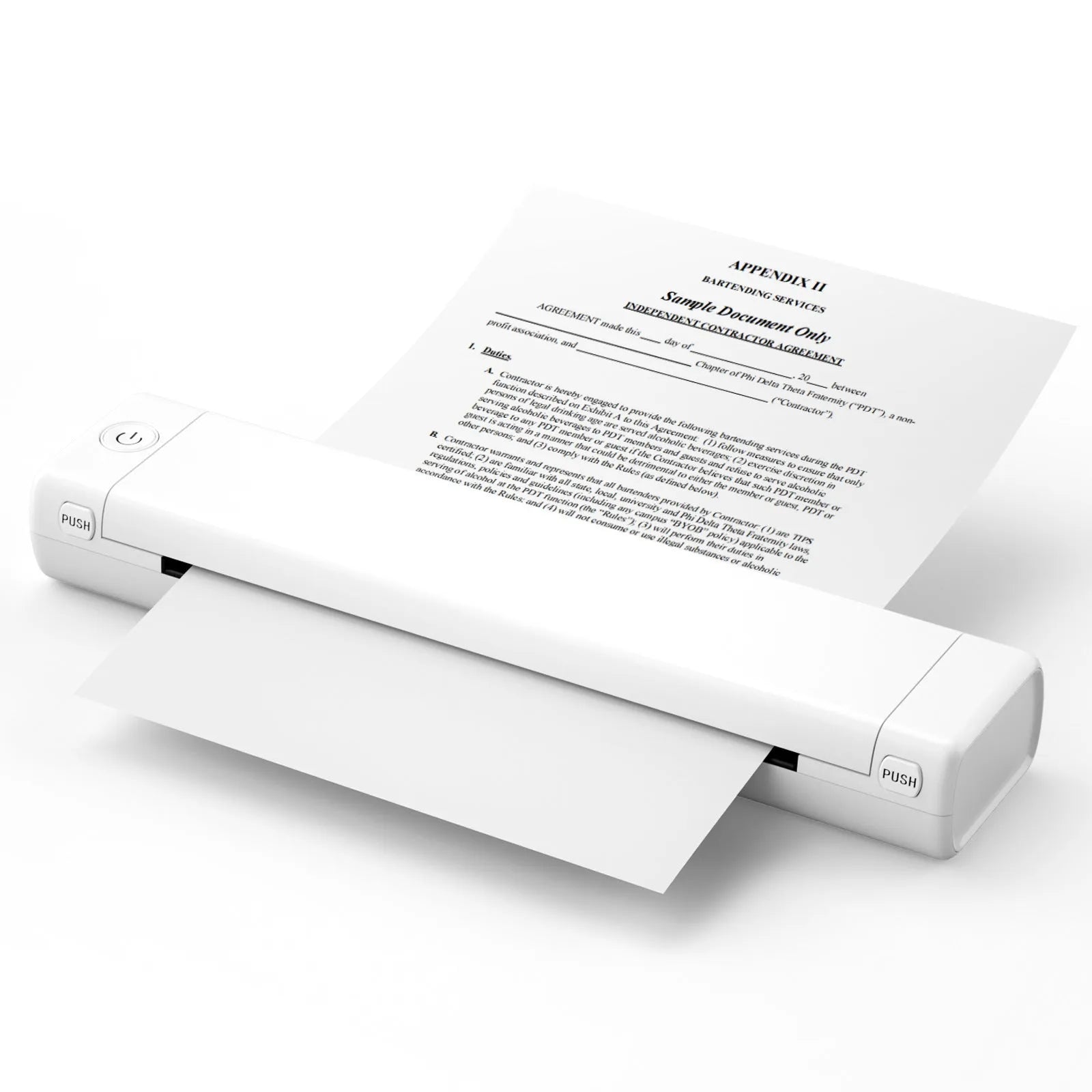 Phomemo M08F portable A4 thermal printer in various colours with charging cable