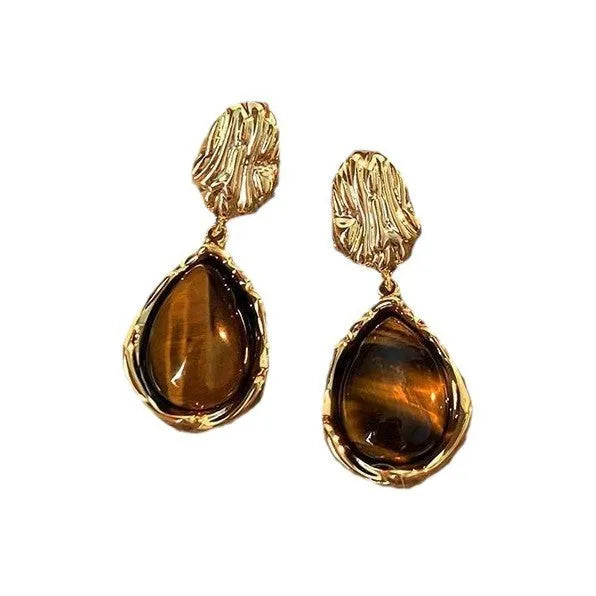 Handmade geometric alloy earrings with tassel elements in three electroplated colour styles