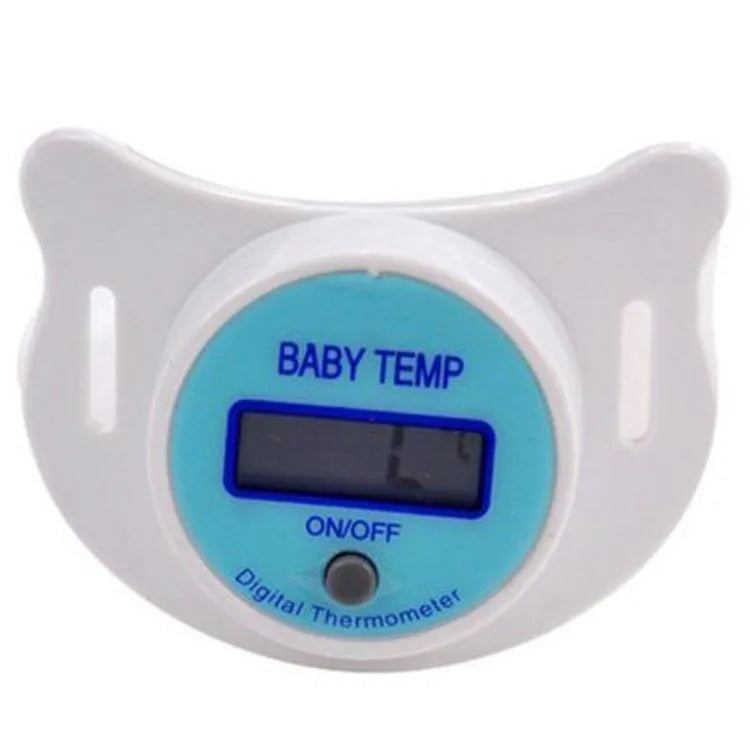 Baby pacifier digital thermometer with LCD display in pink and blue colours