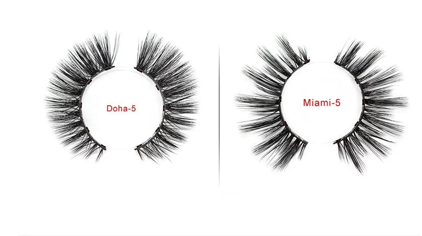 Magnetic liquid eyeliner and 5 pairs of magnetic false eyelashes set with tweezer and case, handmade faux mink, 5 magnets each