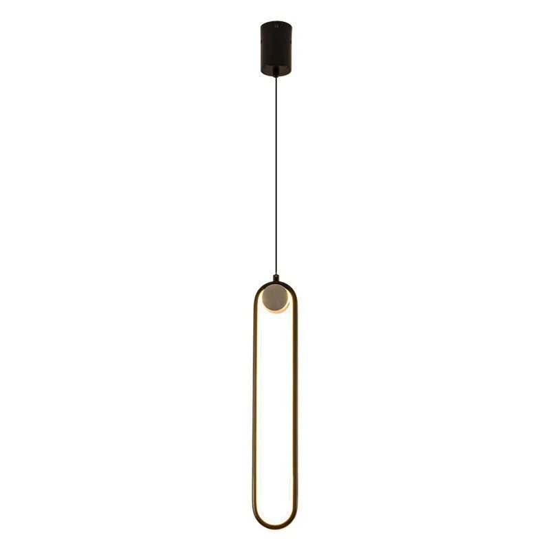 Nordic minimalist oval bedside chandelier in Black A finish with LED tri-colour light