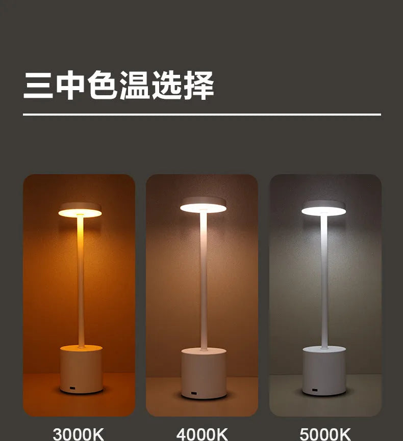 Modern minimalist table lamp with iron I-shaped frame and silver finish, LED ambient light for bedroom or bar