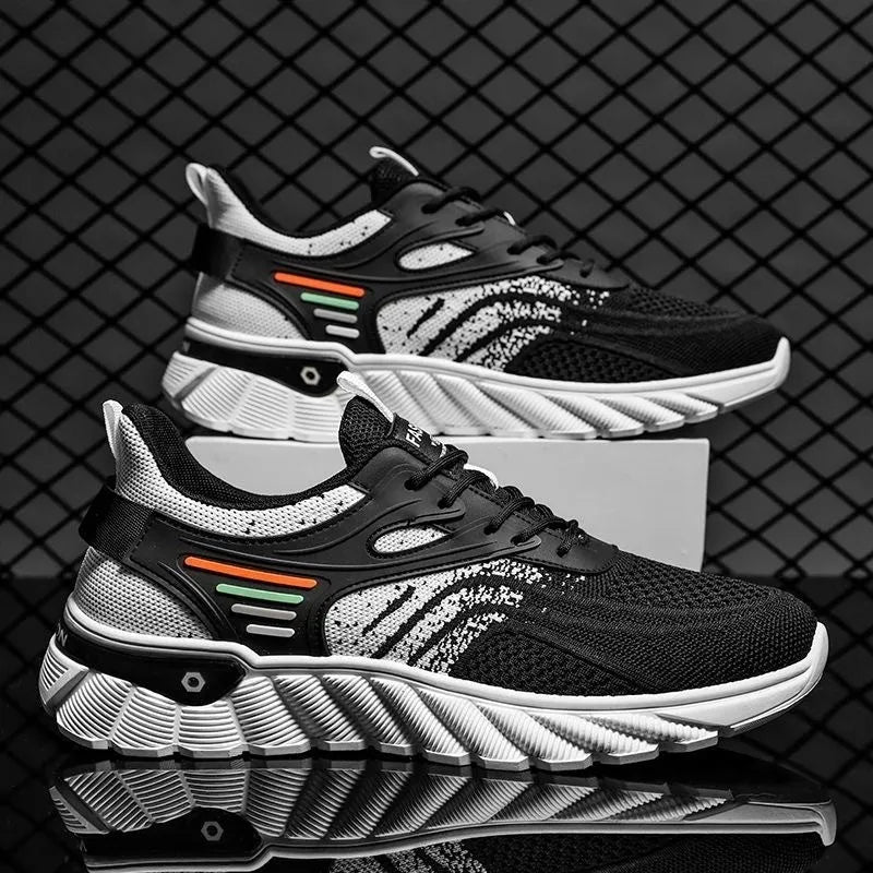 Men's white blue platform casual sports shoes with cross shoulder straps and mesh upper