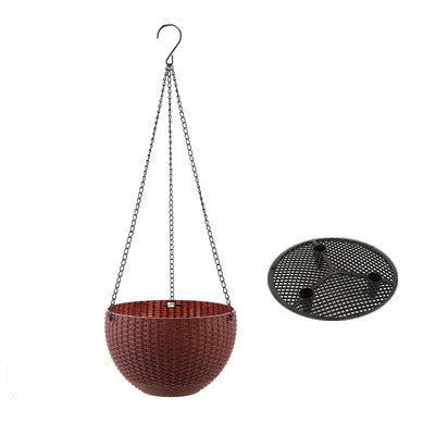 Plastic hanging plant basket with inner tank on 450mm chain
