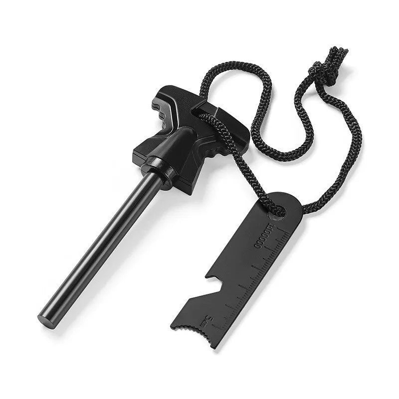 Butterfly-shaped point firestone with integrated stainless steel bottle opener survival tool
